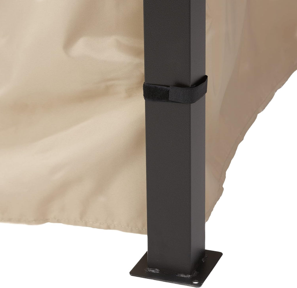 Beige Outdoor Gazebo Canopy with Net Drapery U1548