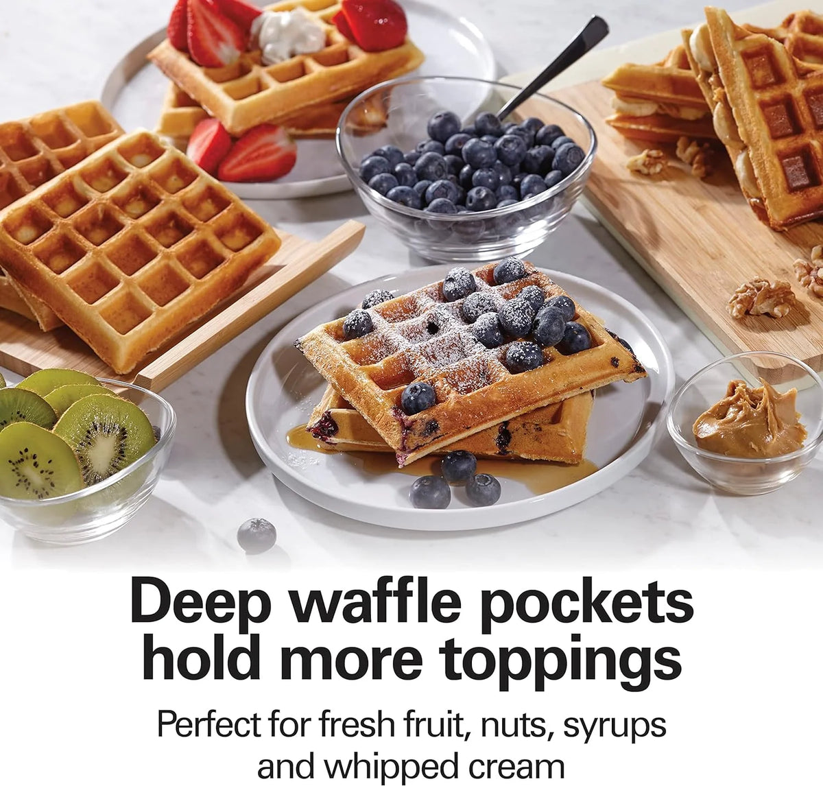 Black Non-Stick Belgian Waffle Maker F725749