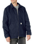 Loose Fit Washed Duck Sherpa-Lined Coat Navy Z746