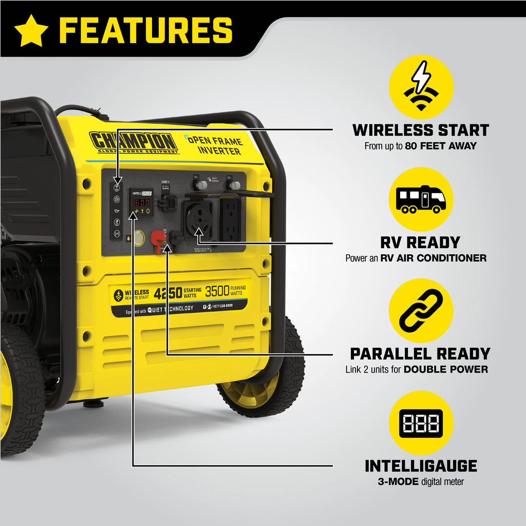 4250-Watt Wireless Remote Start Gasoline Inverter Generator B2113