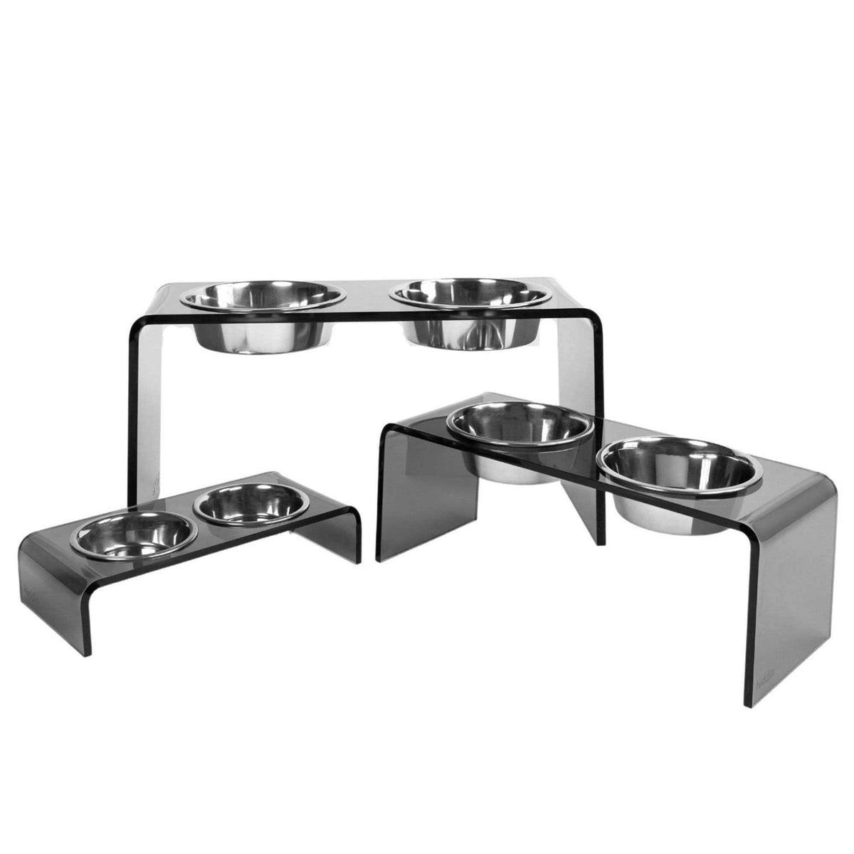 Acrylic Double Bowl Elevated Pet Feeder U6175