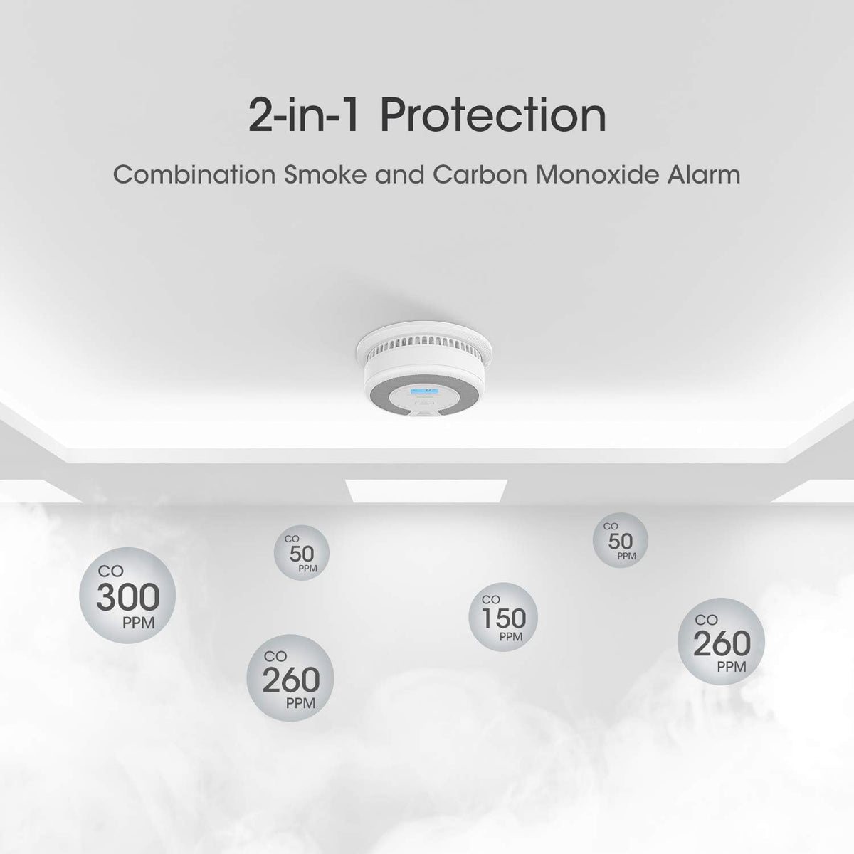 10-Year Battery Combination Smoke Carbon Monoxide Detector Alarm W2649