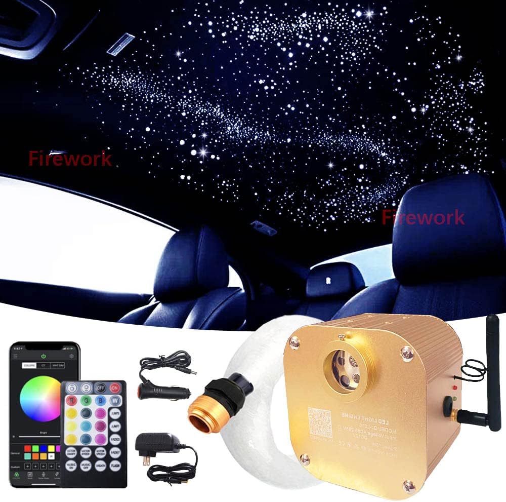16W Twinkle Fiber Optic Star Ceiling Light Kit with Remote Music Mode RGBW LED 460pcs S526