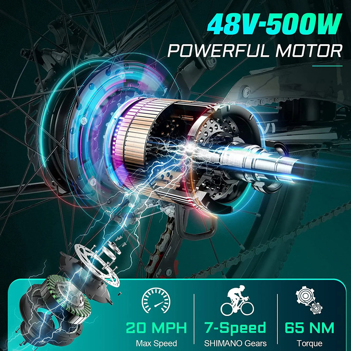 26" 500W Step-Through Electric Bike U386