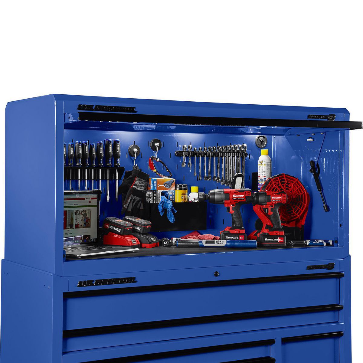 56 in. x 22 in. Blue Work Center Hutch X268246