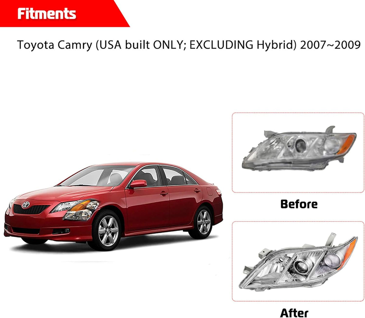 Headlights Assembly with Chrome Housing Amber Reflector Clear Lens D13541