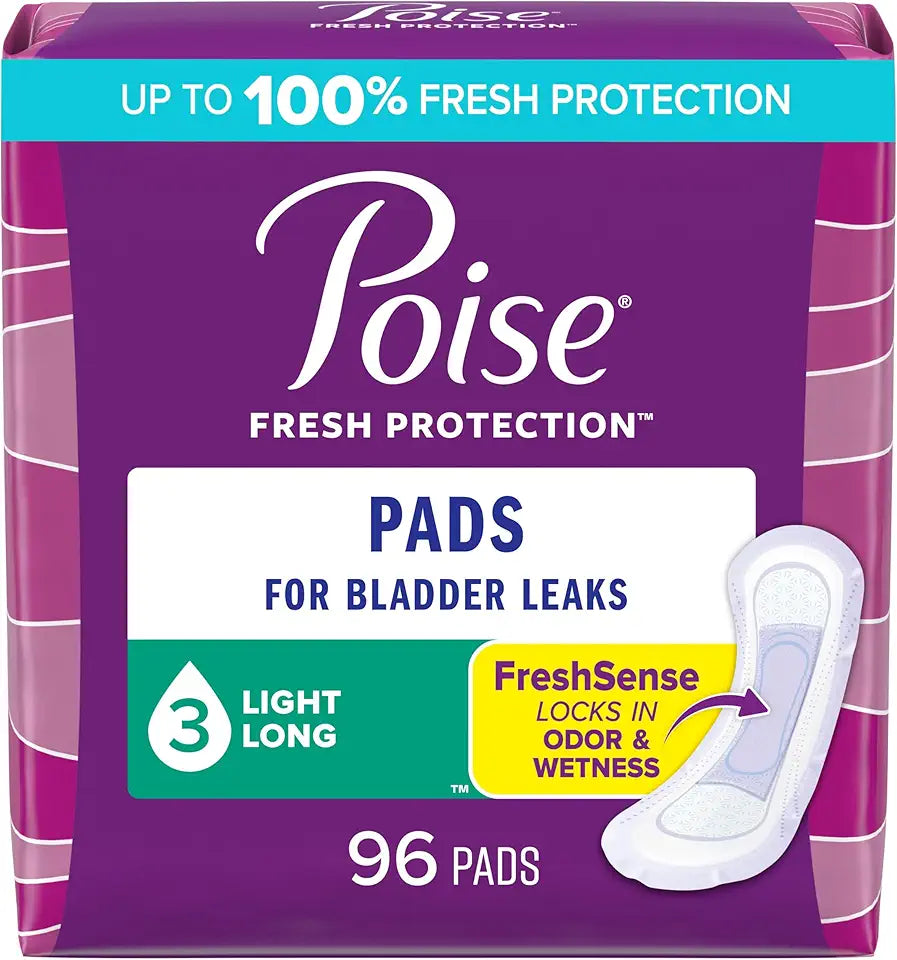 Light Absorbency Long Length Incontinence Pads 96 Count N314