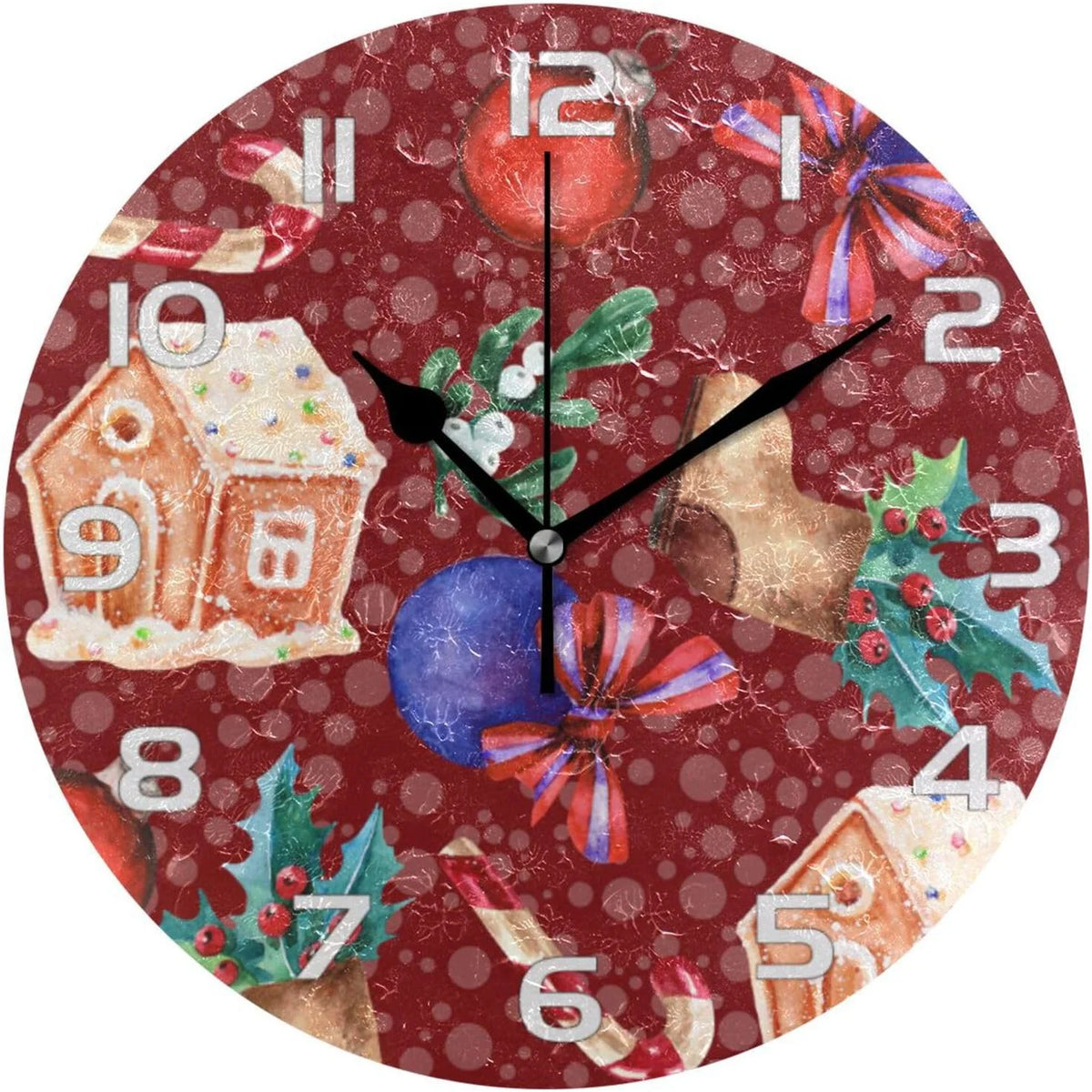 Gingerbread House Wall Clock, Silent Non Ticking 10 Inch K347