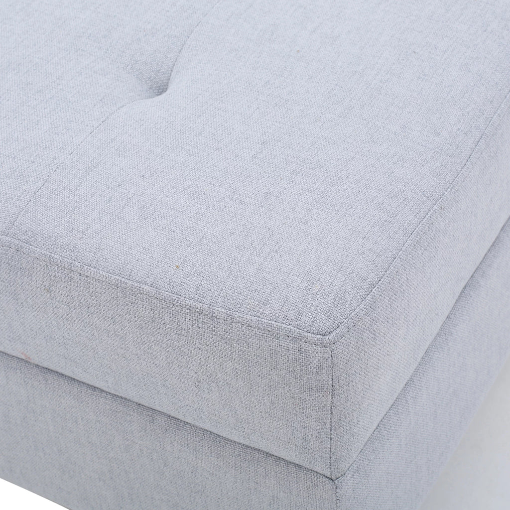 Light Grey Tufted Rectangular Ottoman U4829