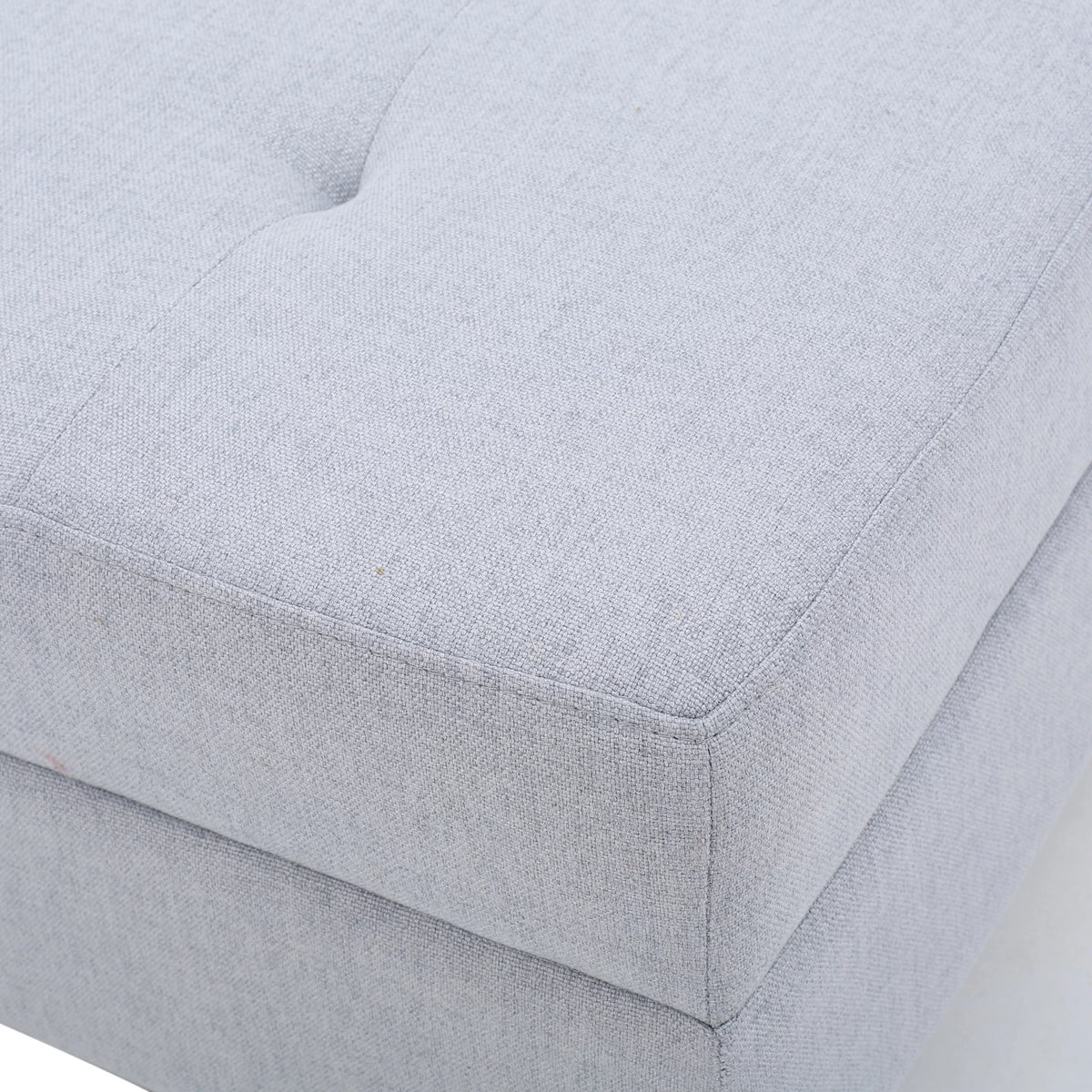 Light Grey Tufted Rectangular Ottoman U4829