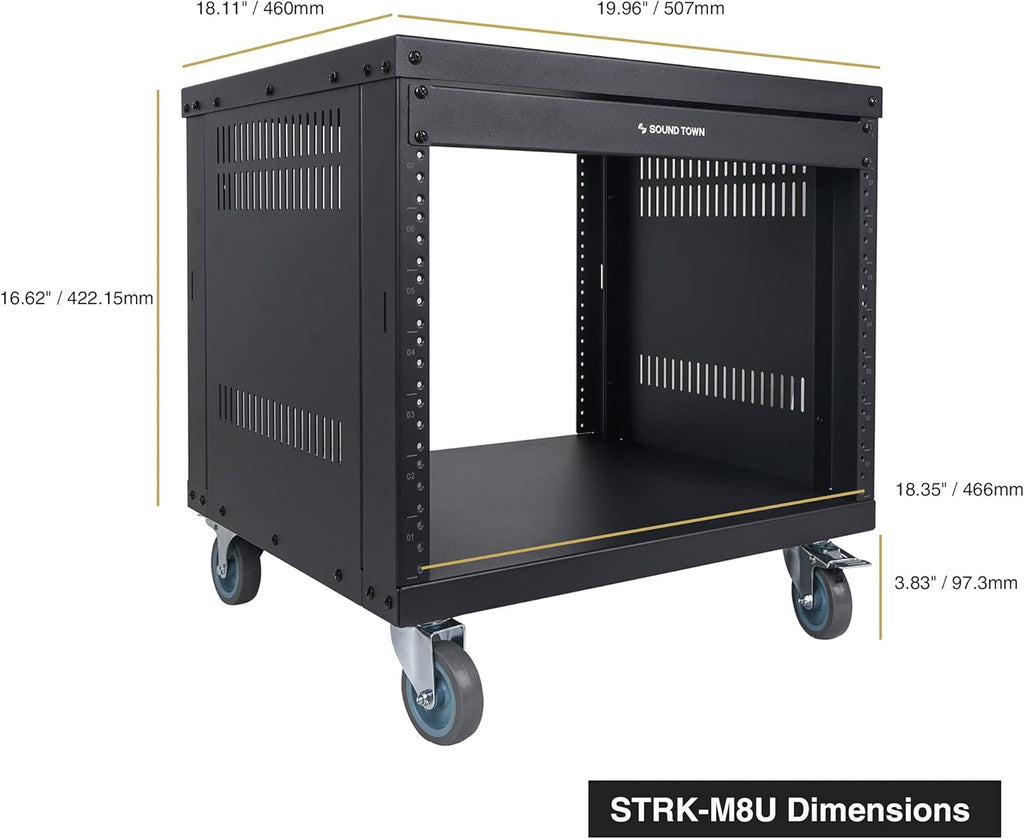 8U Steel Rack with Locking Casters Y738657