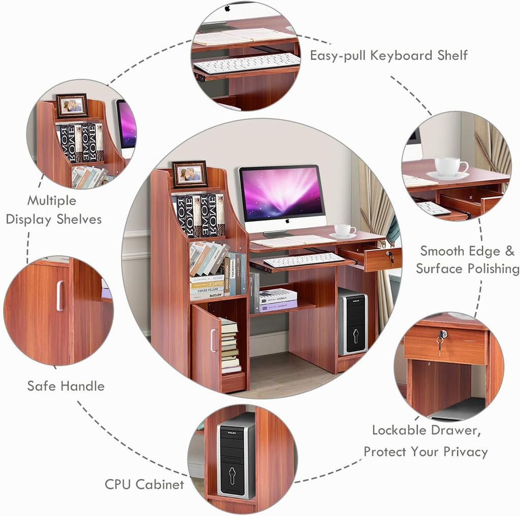 Computer Desk with Storage Cabinet & Drawer H47992