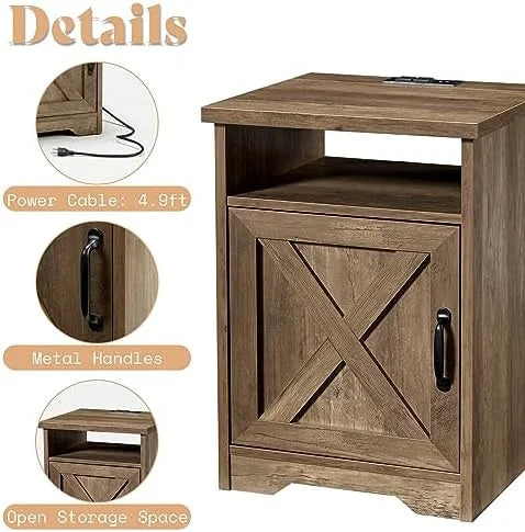 3-Piece Farmhouse Table Set with Charging Station and USB Ports R88432