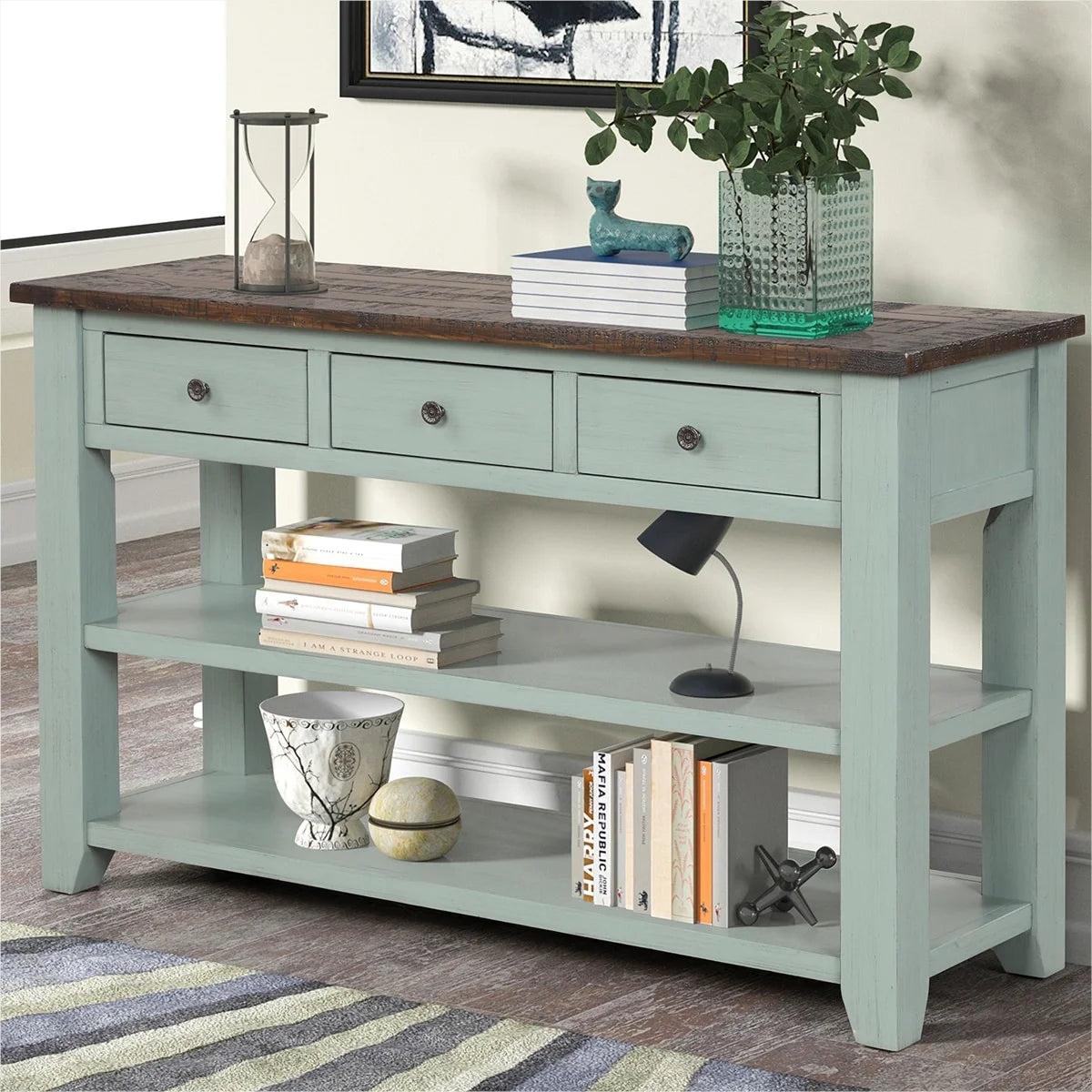 48'' Solid Pine Wood Top Console Table J7474