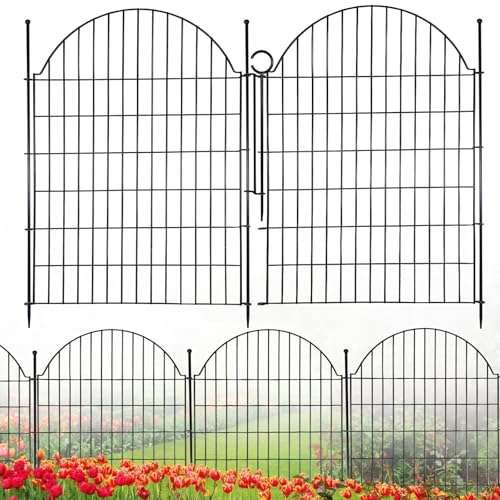 Arched Rustproof Metal No Dig Garden Fence with Ground Stake G2700