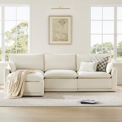 Oversized Modular Sectional Sofa Set, 4 Seater L Shaped Couch, Cream K89241