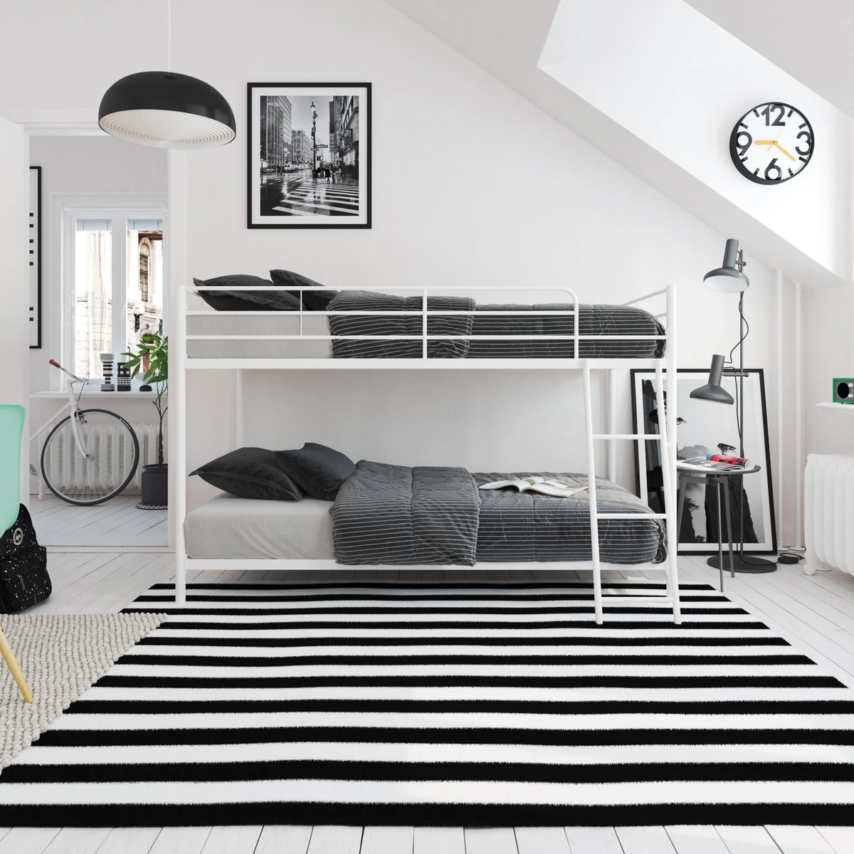 Black Twin-over-Twin Low Profile Bunk Bed R402