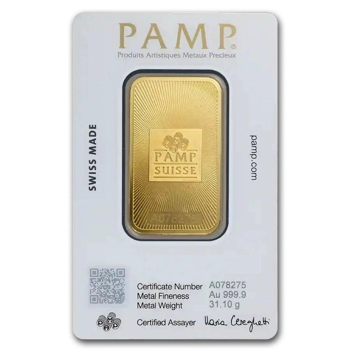 1 oz Gold Bar with Assay Card B65580