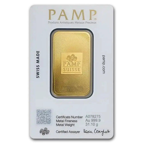1 oz Gold Bar with Assay Card B65580