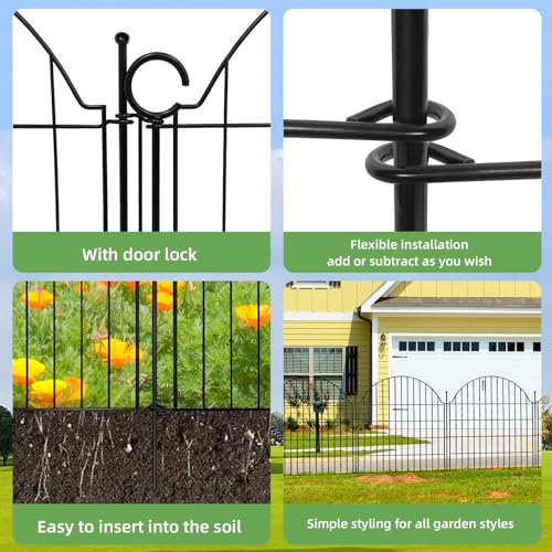 Arched Rustproof Metal No Dig Garden Fence with Ground Stake G2700