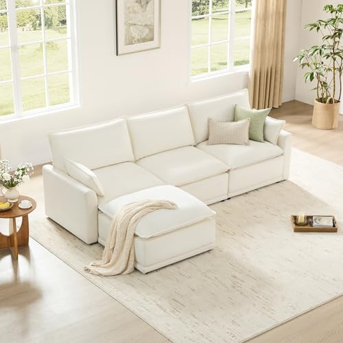 Oversized Modular Sectional Sofa Set, 4 Seater L Shaped Couch, Cream K89241