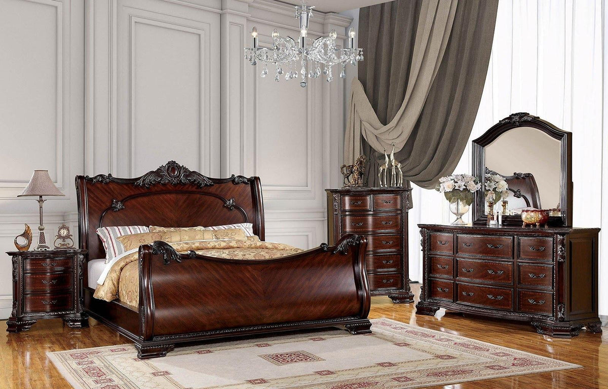 Brown Cherry Solid Wood Queen Bed A23971