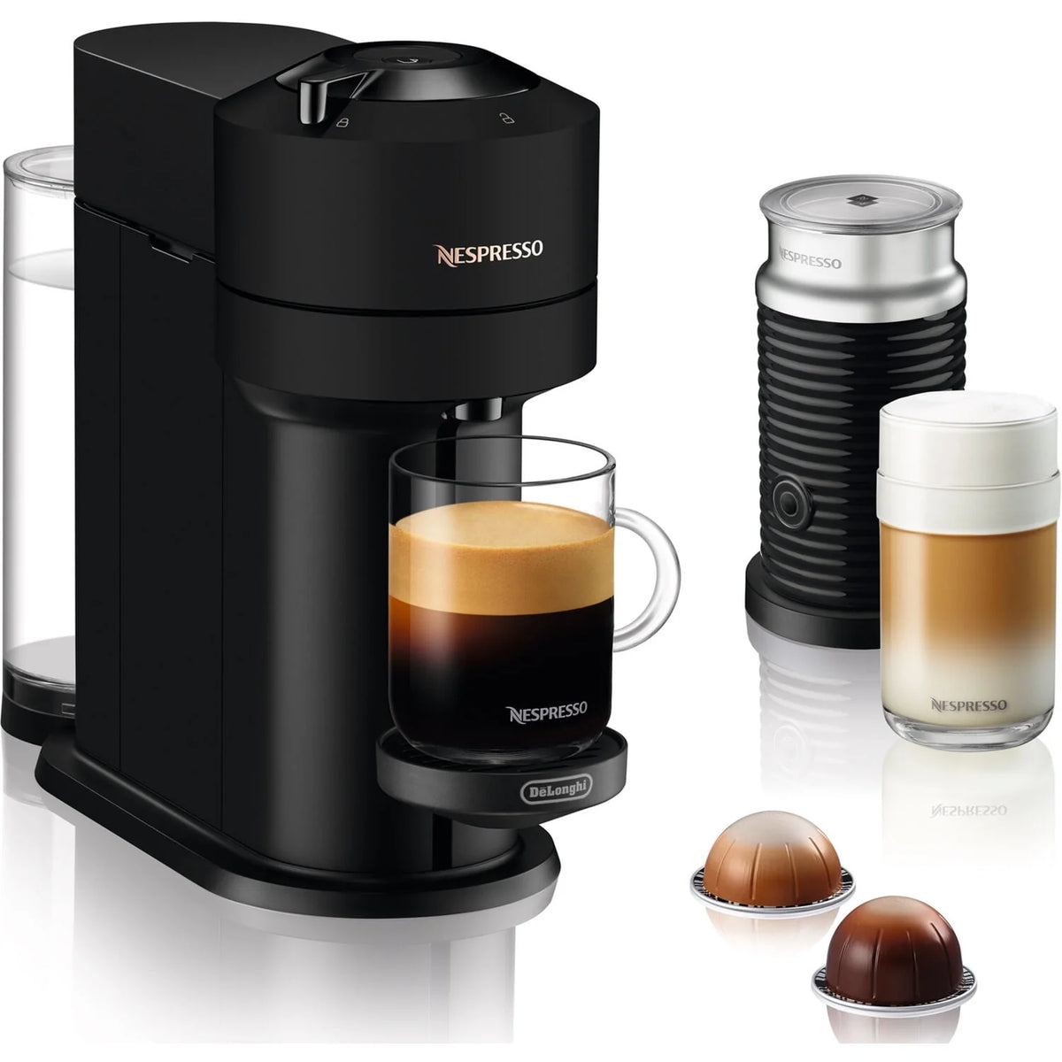 Black Coffee and Espresso Maker with Milk Frother J574606