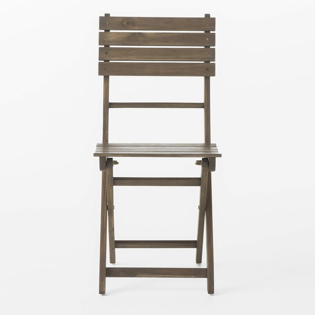 Acacia Wood Foldable Dining Chairs, 4-Pcs Set, Grey Finish L11082