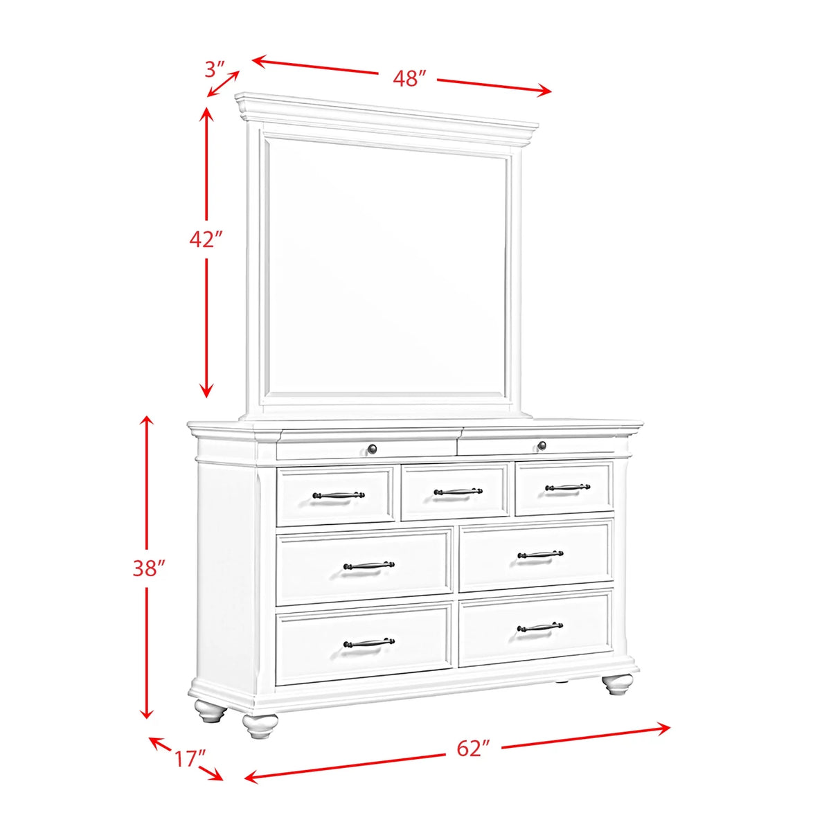 Black 9-Drawer Dresser with Mirror N268966