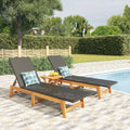 Black and Brown Poly Rattan and Solid Wood Acacia Sun Loungers 2 pcs A980