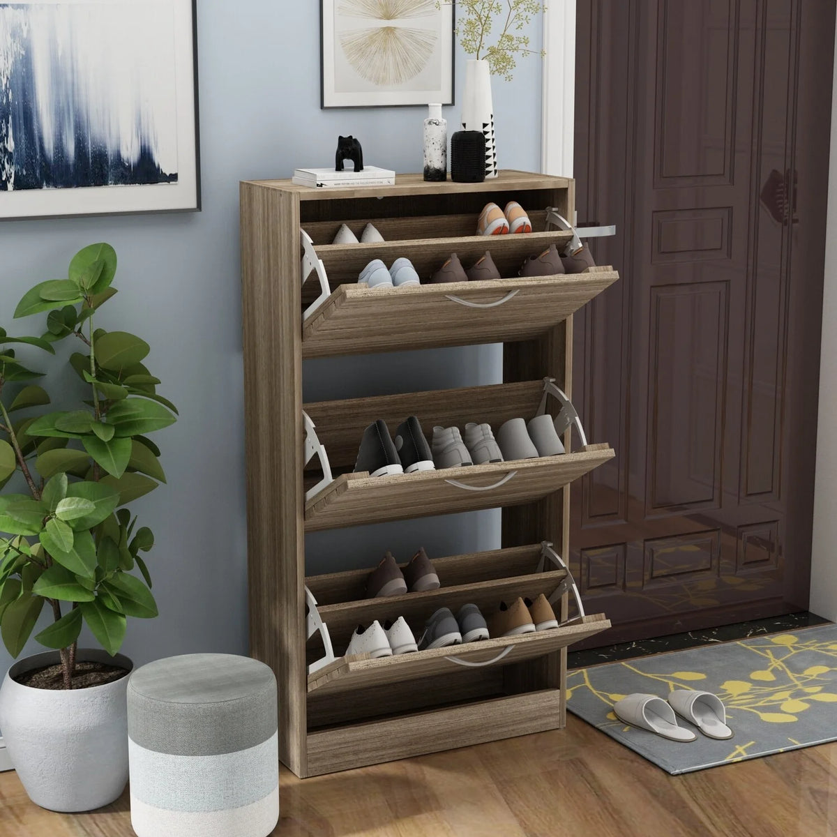 Oak 12-15 Pair Shoe Storage Cabinet X38900