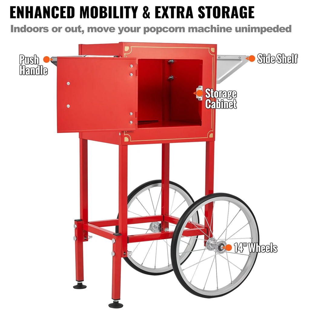 8 oz 48 Cups 850W Red Popcorn Maker Cart N730
