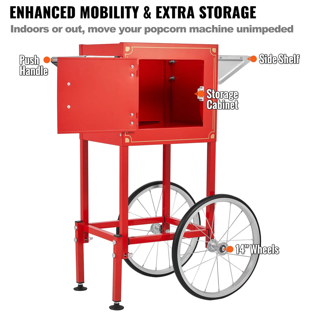 8 oz 48 Cups 850W Red Popcorn Maker Cart N730