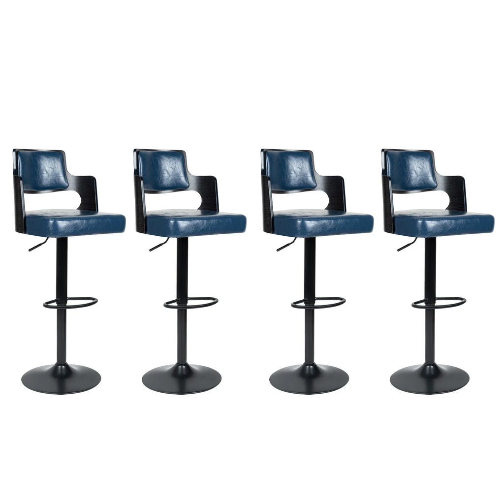 Adjustable Bar Stools with Wood Back Set of 4 P2069