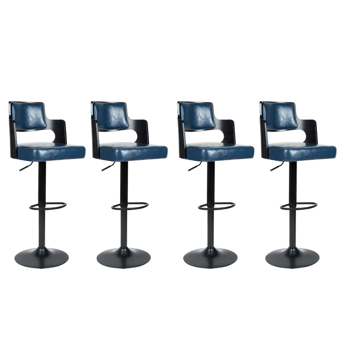 Adjustable Bar Stools with Wood Back Set of 4 P2069