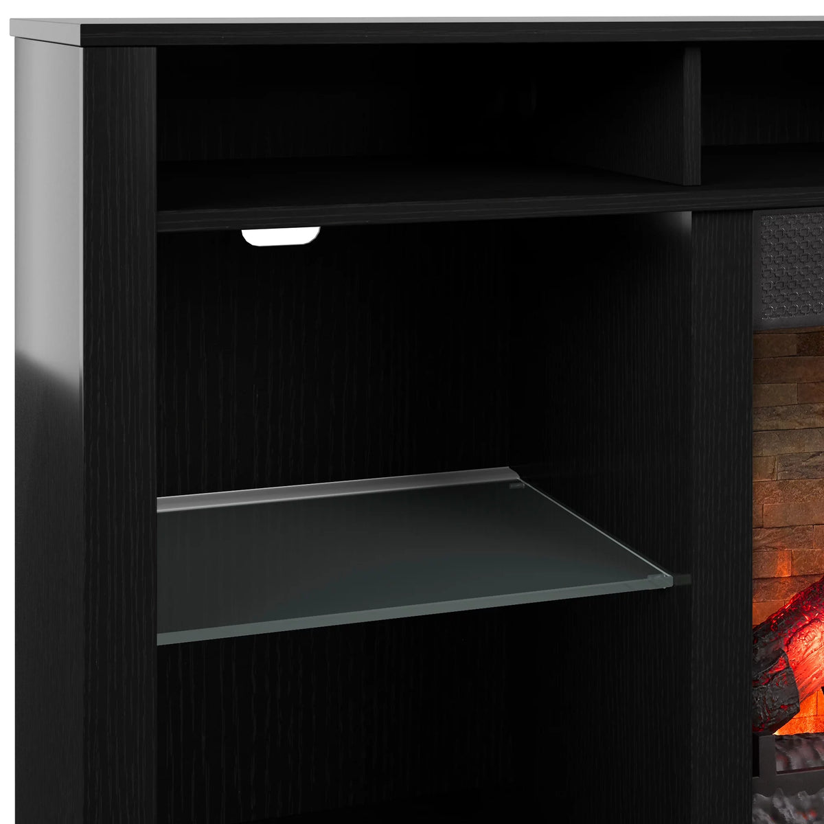 Black TV Stand with Electric Fireplace J5464