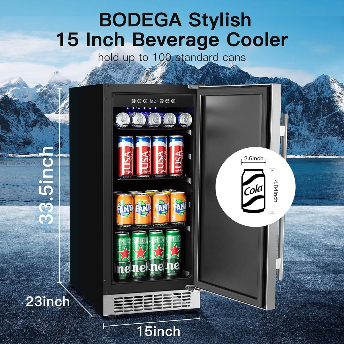 15 Inch Stainless Steel Beverage Cooler 100 Cans E797242