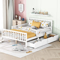 White Wood Full Bed Frame with Storage Drawers I64482
