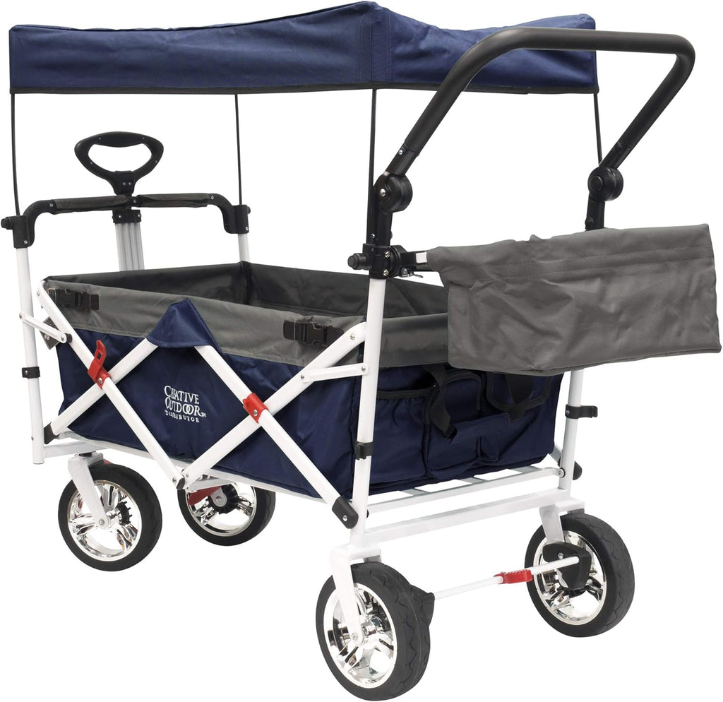 Collapsible Folding Wagon Cart with Sun & Rain Shade W418587