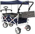 Collapsible Folding Wagon Cart with Sun & Rain Shade W418587