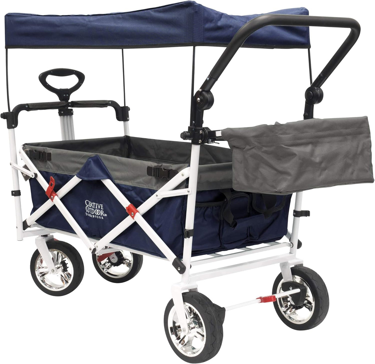 Collapsible Folding Wagon Cart with Sun & Rain Shade W418587