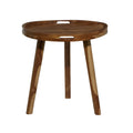 24" x 24" Brown Teak Wood Accent Table with Tripod Legs T629923