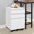 White Metal File Cabinet with Lock and Three Drawers R3383