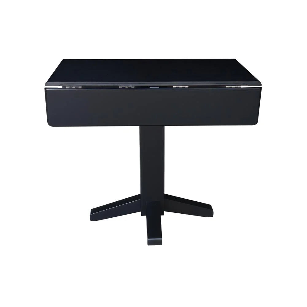 36" Solid Wood Square Dual Drop Leaf Dining Table in Black M655229