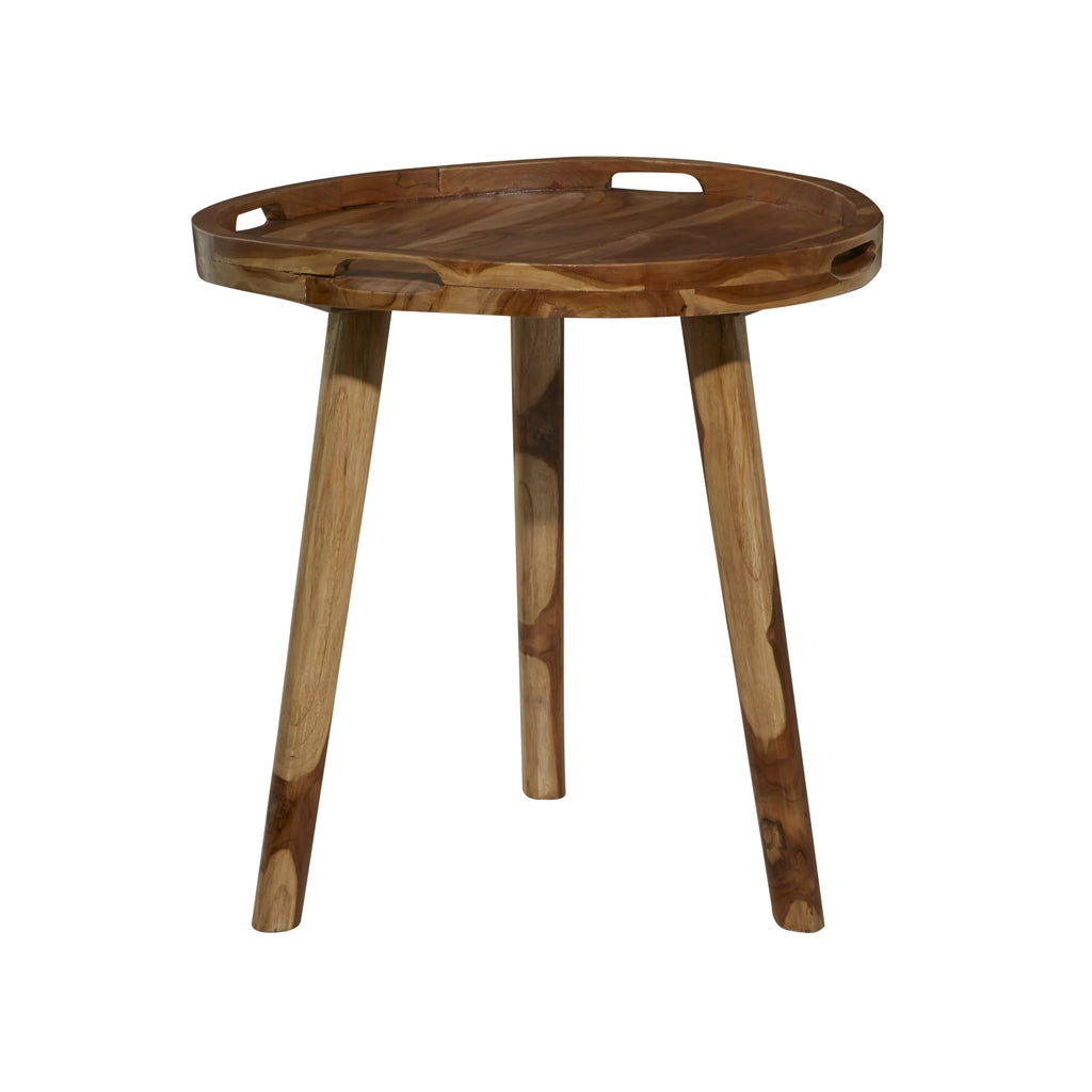 24" x 24" Brown Teak Wood Accent Table with Tripod Legs T629923
