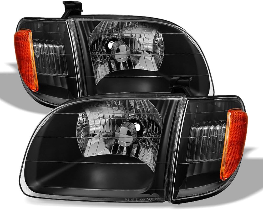 Blk Headlights Headlamp Driver + Passenger Side U8720