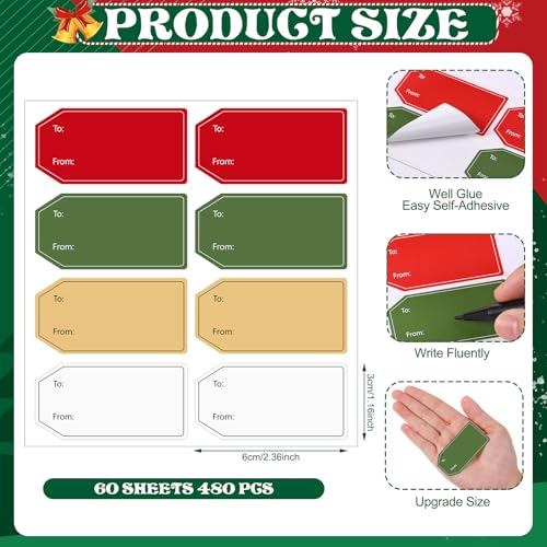 3 Colors Gift Tag Stickers F771