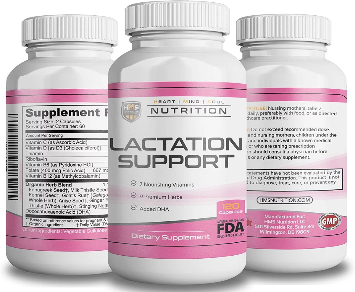 Lactation Support Capsules with 7 Vitamins and 9 Organic Herbs, 120 capsules C36583