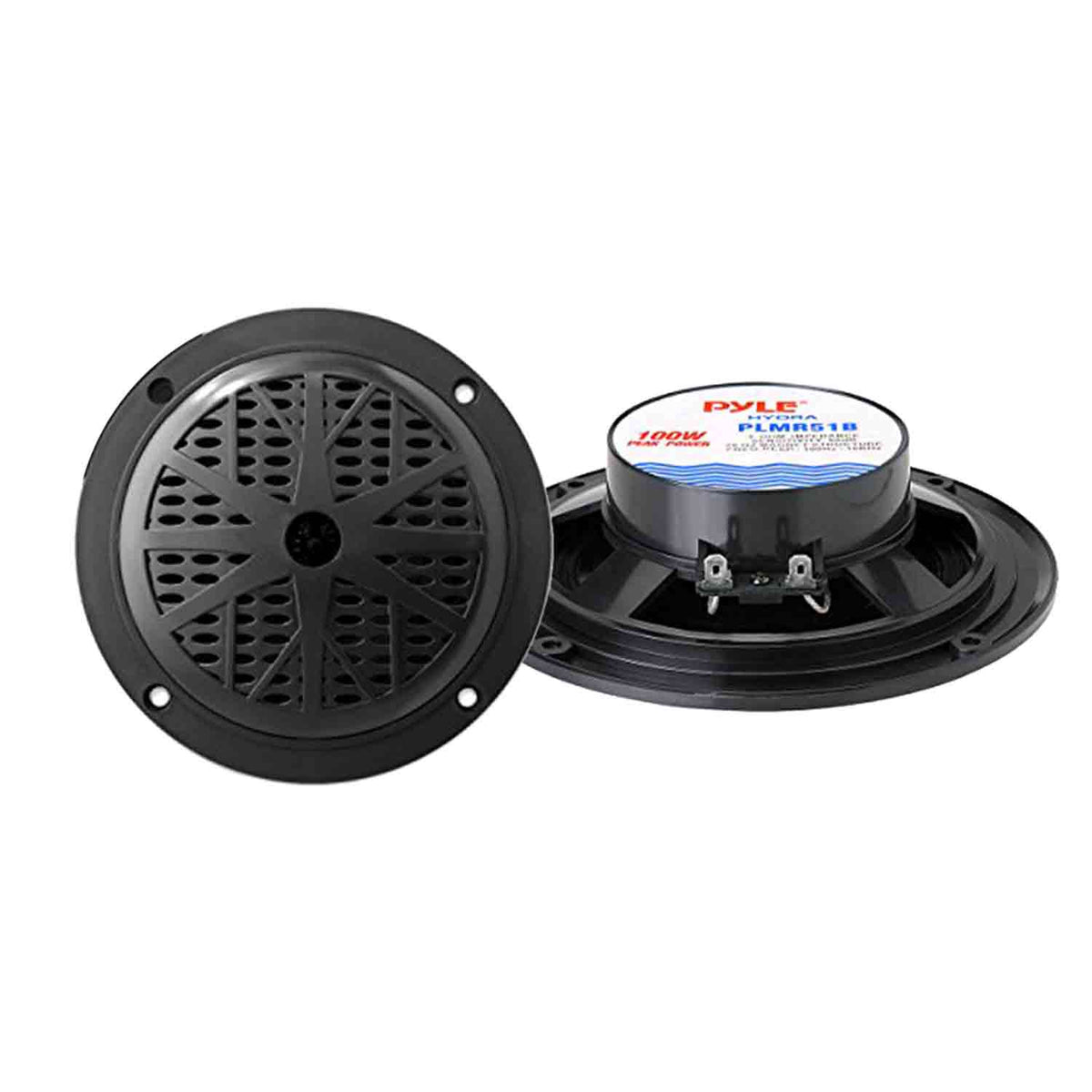 Black Marine Bluetooth Receiver Stereo with 5.25'' 2-Way Marine Speakers U60716