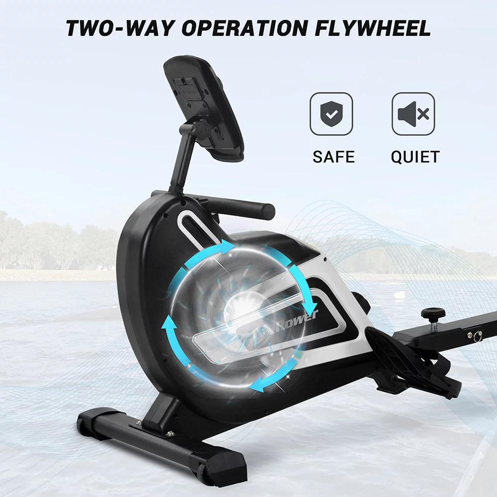 Magnetic Rowing Machine Folding 330lb Weight Capacity Silver O27724